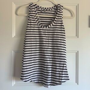 Lululemon cotton love tank, white-black striped, size 6